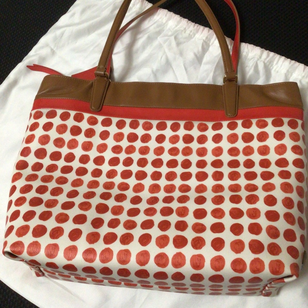 COACH red leather DOTS tote 🔴 - Picture 2 of 4